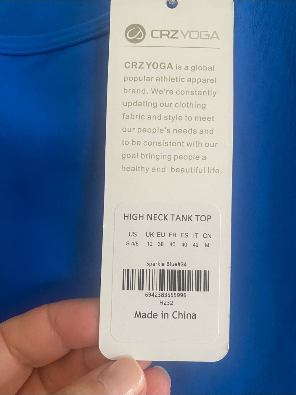CRZ YOGA Royal Blue Scoop Neck Tank - Picture 5 of 5